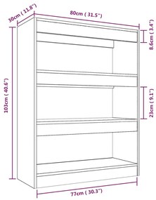 Libreria/Divisorio Rovere Marrone 80x30x103cm Legno Multistrato