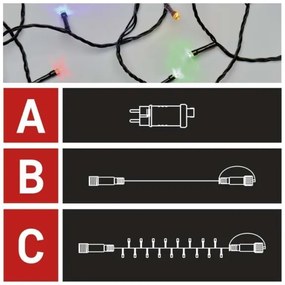 Catena LED da esterno natalizia 100xLED/15m IP44 multicolore