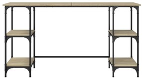 Scrivania rovere sonoma 140x50x75cm metallo e legno multistrato