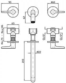 Parte Esterna A Bocca Lunga 3 Fori Per Lavabo Cromo Senza Parte Incasso Medameda ZMM7756 Zucchetti