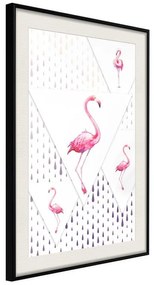 Poster  Flamingos and Triangles  Cornice Quadri Cornice nera con pass-partout, Larghezza x Altezza Home decor 20x30