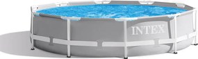 Intex - 26702NP – Piscina Fuori Terra Prisma Frame Rotonda, Pompa Filtro 1250 L/h, 4485 l, Acciaio e pvc, Grigio, 305x76 cm