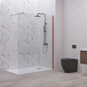 Doccia walkin 100 cm vetro trasparente profilo oro rosa | KW1000GR - KAMALU