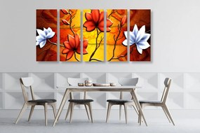 Quadri 5 pezzi – Fiori in stile etnico