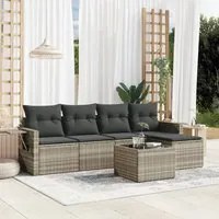 Set Divano da Giardino 6pz con Cuscini Grigio Chiaro Polyrattan 3252439