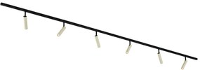 Sistema di illuminazione a binario moderno con 6 faretti beige e neri monofase - Slimline Uzzy