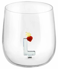 Bicchiere lettera L cuore in vetro borosilicato design Benny Setti