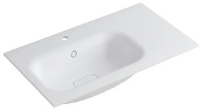 Lavabo integrale rettangolare vasca a sinistra L 80.5 x H 15 x P 46 cm in resina bianco lucido