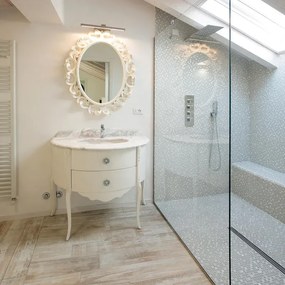 Mosaico in pietra Biancoluce bianco L 30 x L 30cm x Sp. 8 mm, 11 pezzi