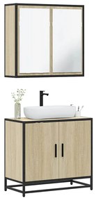 Set Mobili Da Bagno 2 Pz Rovere Sonoma İn Legno Multistrato /