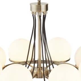 Lampadario Contemporaneo Sfera Acciaio Ottone Vetro 8 Luci E14