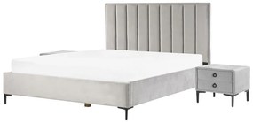 Set camera da letto velluto grigio 180 x 200 cm SEZANNE Beliani