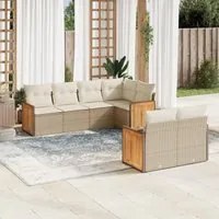 Set Divani da Giardino 7 pz con Cuscini Beige in Polyrattan 3227822