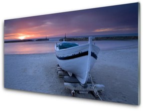 Quadro acrilico Barca, Spiaggia, Sole, Paesaggio 100x50 cm