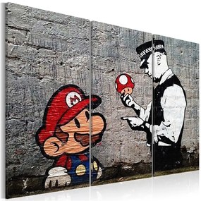 Quadro Super Mario Mushroom Cop by Banksy  Colore Rosso, Dimensioni e Misure 90x60