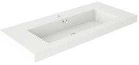 Lavabo a incasso rettangolare vasca centrale Nantes L 101 x H 6 x P 46 cm in resina bianco satinato