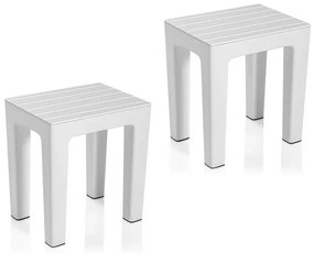 Set 2 pz Lello lo sgabello multiuso ad alta resistenza bianco effetto legno
