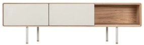 Mobile TV bianco-color legno naturale in legno di quercia 160x48 cm Fina - Gazzda