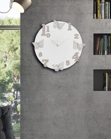 Orologio rotondo da parete in legno laminato D50 BRC - Farfalle