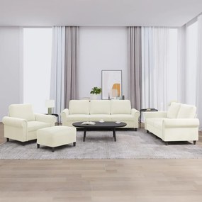 Set Di Divani 4 Pz Con Cuscini Crema İn Velluto /