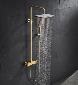 Sistema doccia esterno ELITE EDITION BSE1419 con getti massaggianti e cascata, disponibile in più finiture tra cui oro spazzolato e — Oro spazzolato