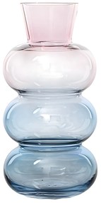 Vaso arredo vetro 28 cm rosa e blu