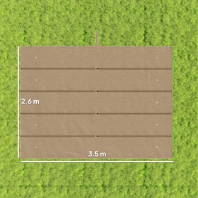 Tetto per Pergola 350x260 cm con 10 Fori di Drenaggio in Poliestere Marrone Chiaro...
