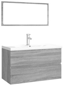 Set di mobili da bagno grigio sonoma in legno multistrato