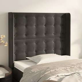 Testiera Ad Orecchio Grigio Scuro 83x16x118/128 Cm İn Velluto /