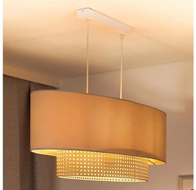 Duolla - Lampadario a sospensione con filo DOUBLE OVAL RATTAN 2xE27/15W/230V color crema/rattan