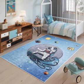 Tappeto per bambini blu con astronauta Larghezza: 80 cm | Lunghezza: 150 cm