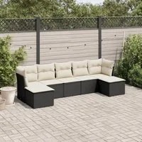 Set Divani da Giardino con Cuscini 7pz Nero Polyrattan 3218026