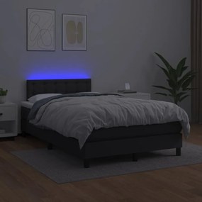 Letto a molle con materasso e led nero 120x190 cm in similpelle