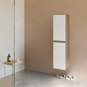 Colonna per mobile bagno EVA 2 ante P 33.5 x L 31.5 x H 138 cm bianco e rovere fumo