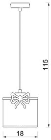 Lampadario a sospensione per bambini SWEET 1xE27/15W/230V bianco/rosa/bow