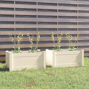 Fioriere Da Giardino 2 Pz Bianche 60x31x31 Cm Massello Di Pino /