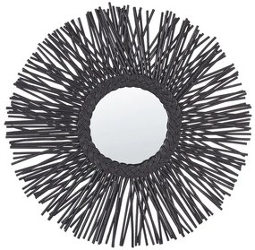 Specchio da parete rotondo rattan nero ⌀ 60 cm KALASIN Beliani