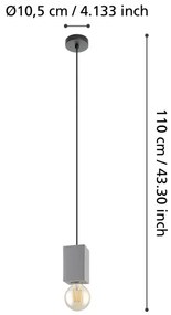 Eglo 43597 - Lampadario su corda PRESTWICK 1xE27/40W/230V