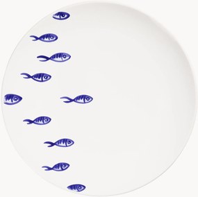 Piatto piano fatto a mano Blauer Fischschwarm