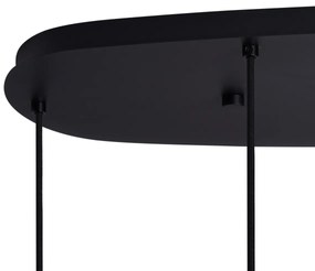 Lampada a sospensione moderna nera con vetro fumé 6 luci - Duplantis