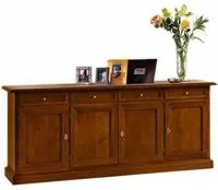 Madia credenza in legno 4 porte tinta noce 205x42x86