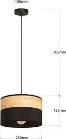 Lampada a sospensione con cavo ALBA 1xE27/15W/230V diam. 25 cm nero/marrone