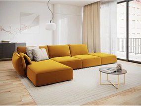 Divano angolare color senape (con penisola a sinistra/con chaise lounge) con rivestimento in velluto Vanda – Mazzini Sofas