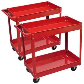 Carrelli Portautensili Da Officina 2 Pz 100 Kg 2 Ripiani /