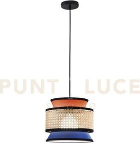 Lampadario a sospensione gazebo arancione blu rattan naturale 1 luc...