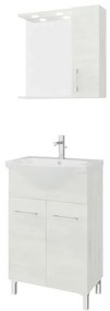 Mobile sottolavabo e lavabo con sifone Symoa per vasca centrale legno bianco in truciolare L 55 x H 81.5 x P 50.5 cm, 2 ante