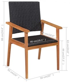 Set da Pranzo da Giardino 5 pz in Polyrattan Nero e Marrone