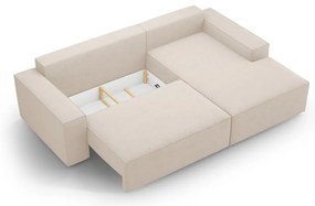 Divano letto in tessuto bouclé beige (angolo destro) Jodie - Micadoni Home
