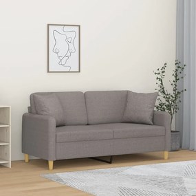 Divano A 2 Posti Con Cuscini Tortora 140 Cm İn Tessuto /