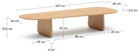 Kave Home - Tavolino salotto Pirita legno massello di rovere con finitura naturale 146 x 56,5 cm FSC 1